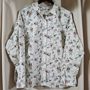 Croft &‎ Barrow Toucan Bird Print Shirt Womens 1X Button Up Long Sleeve Tropical
